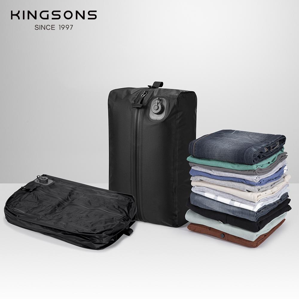 Reisetasche Gepäckorganizer Vakuum-Kompressionsbeutel Kingsons 17L mit Luftpumpe Wiederverwendbar Outdoor Ein-Tasten-Elektrisch Schwarz/Dunkelgrau KP25933