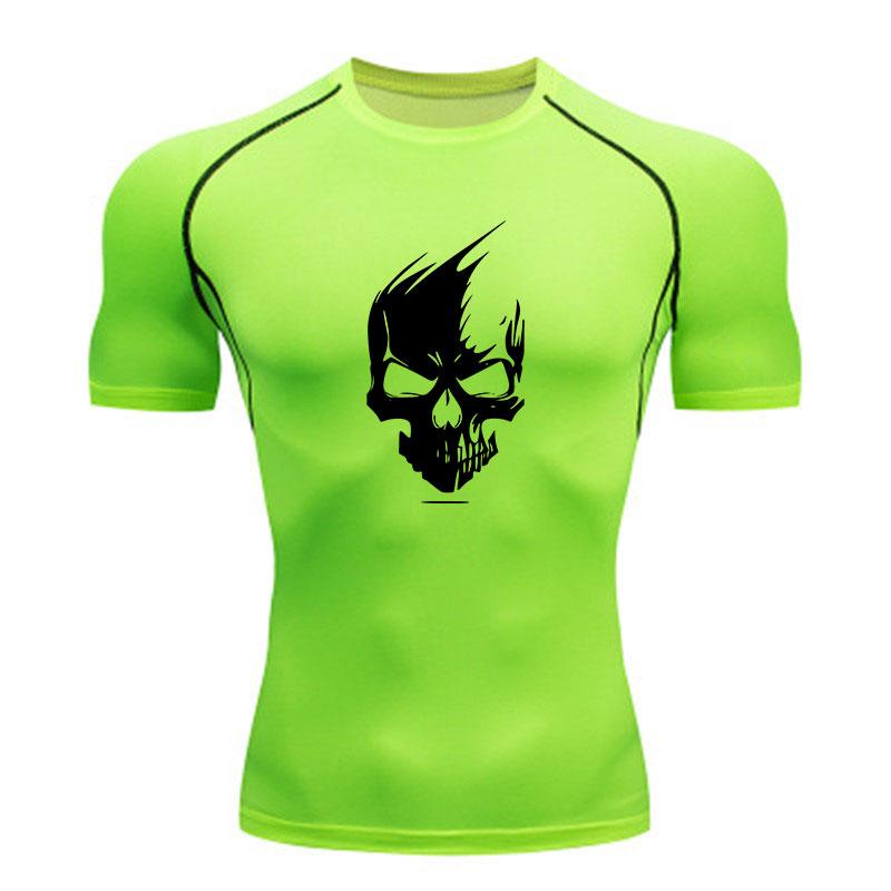 Men's Compression Fitness T-Shirt, Stylish Spiky Skull Print