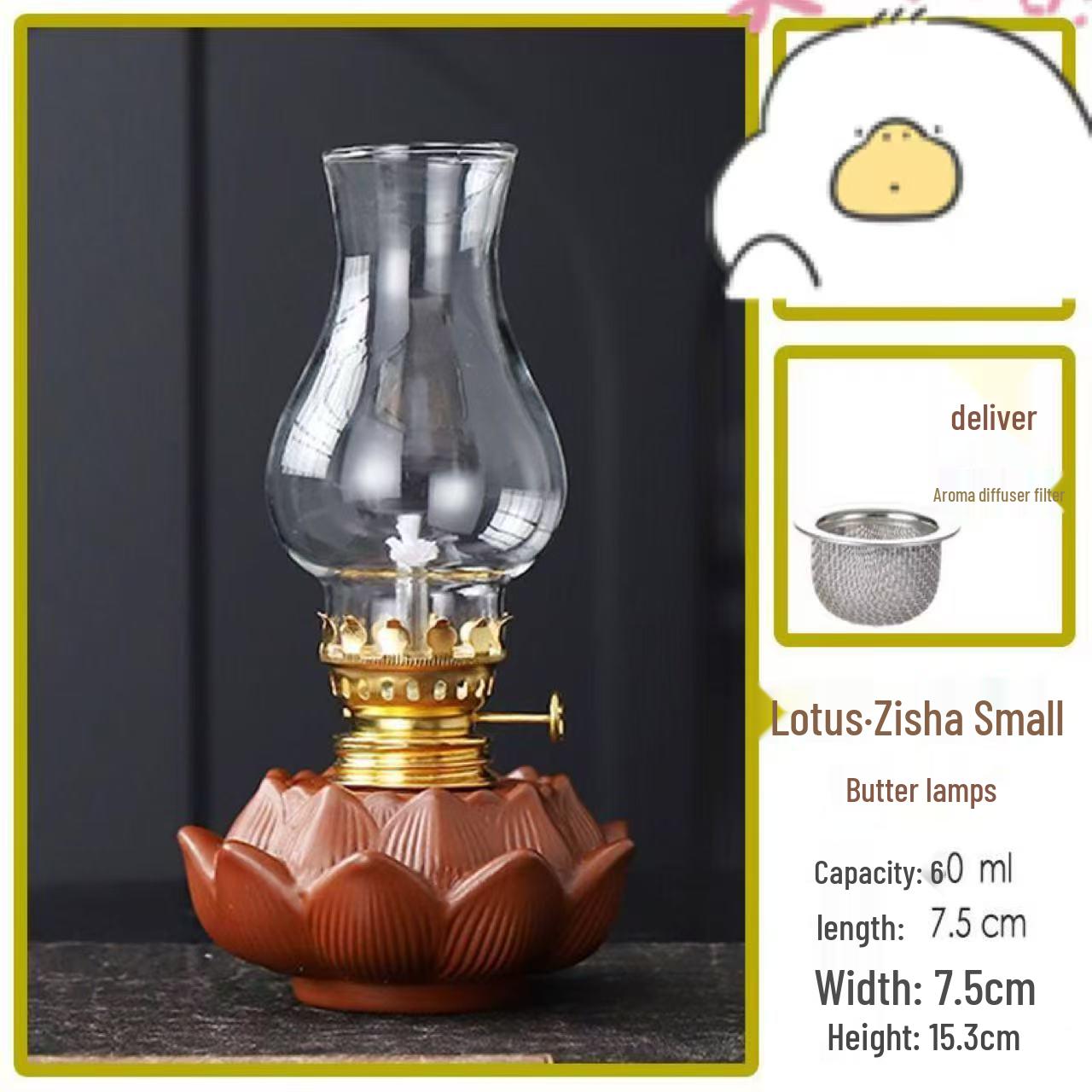 

Adjustable Ceramic Kerosene Butter Lamp - Chinese Style Tea Room Ornament