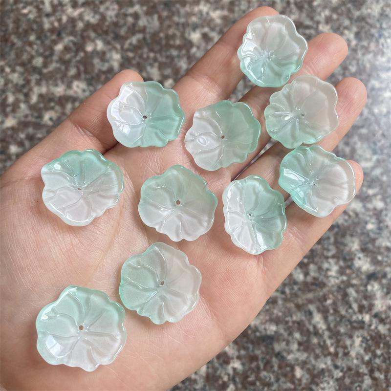 10-Piece Set: 22x24mm 3D Lotus Leaf DIY Hairpin Material for Ancient Style Jade Hairpins