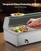 Commercial Food Warmer, 1500W Electric Stainless Steel Steam Food Warmer with Glass Cover, Countertop Buffet Bain Marie with Five 1/2 Size Food Pans,