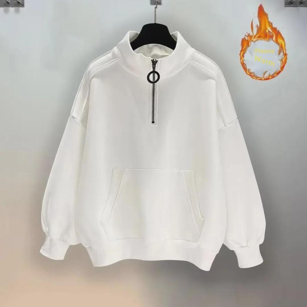 Pánská trendy mikina na zip s polovičním rolákem a sametový oblek - Podzim/Zima Korejský styl, Všestranný, Pohledný, Volný set