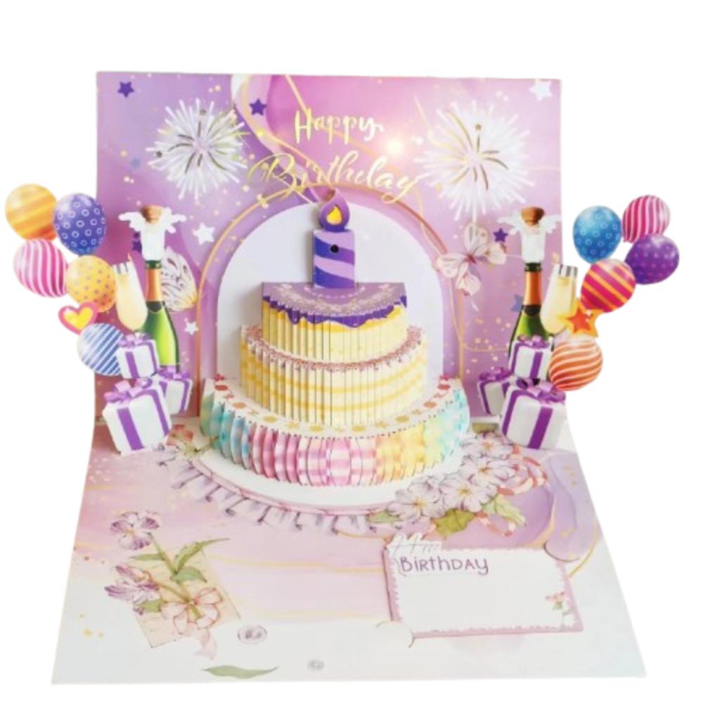 Fireworks Effect 3D Popup Greeting Card Musical and Light Luxurious Foil Stamping Cards  Child
