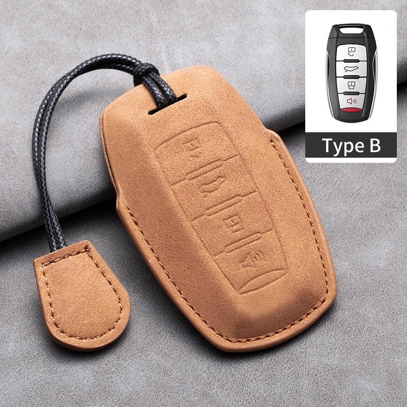 Étui Housse Porte-Clés de Voiture en Cuir Porte-Clés pour Great Wall Gwm Ora Iq Ri Funky Cat Gt Good Cat Accessoires Auto Sans Clé