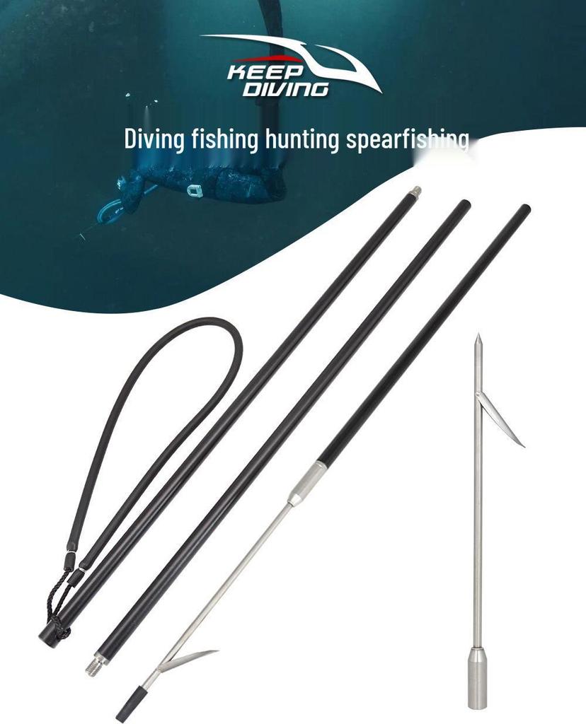 3-Section Aluminum Rod Spear: Portable Diving, Fishing & Hunting Gear with Single Barb for Underwater Use