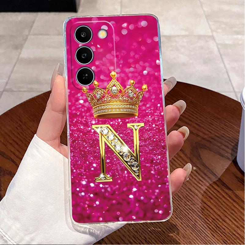 Case For Realme C83 5G/P4 Lite 5G Transparent TPU Silicone Shockproof Soft Casing Beautiful Crown Letters Pattern Couple Shell