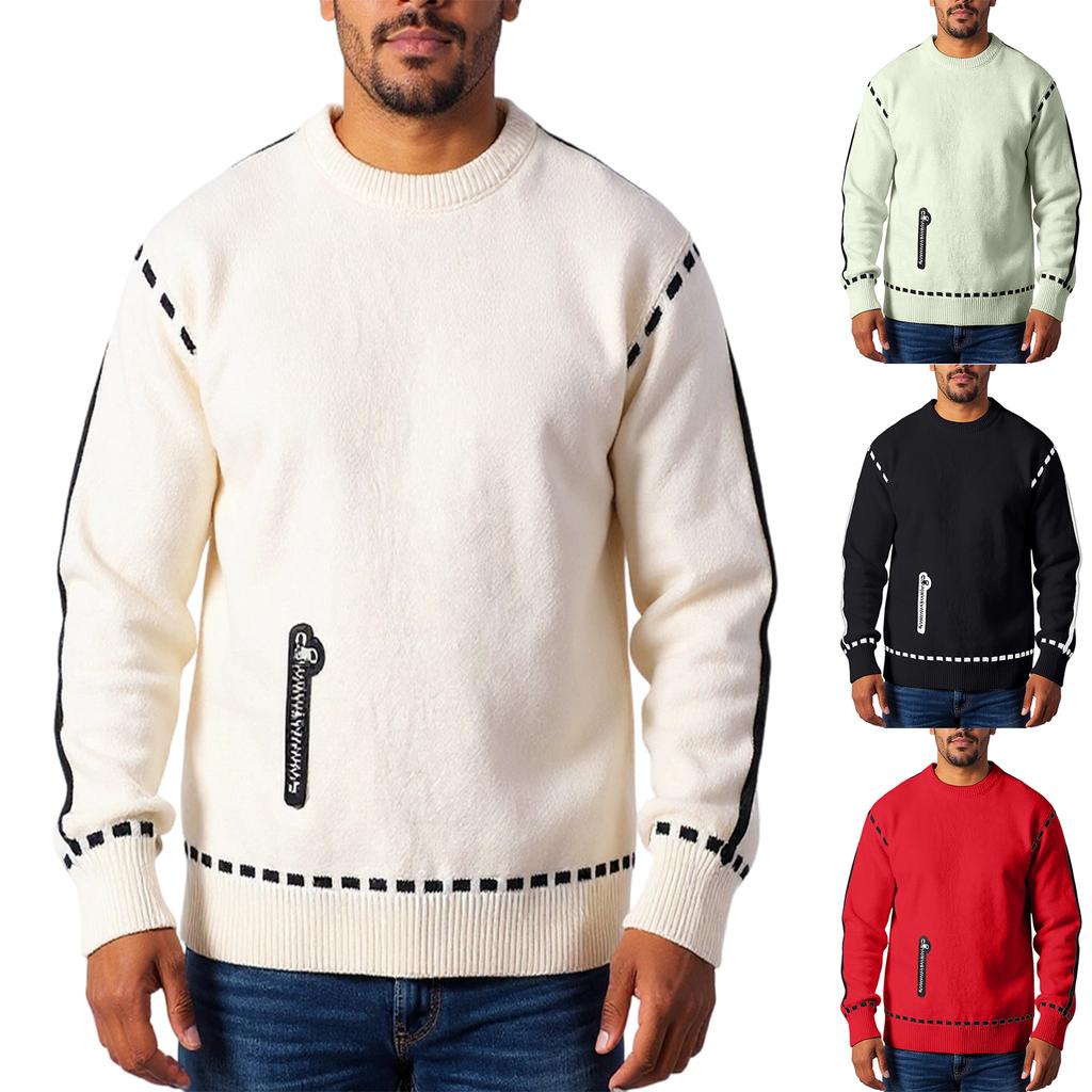 Men's  Fashion  Knitting  Pullover  Long Sleeves  Loose  Round Neck  Sweater