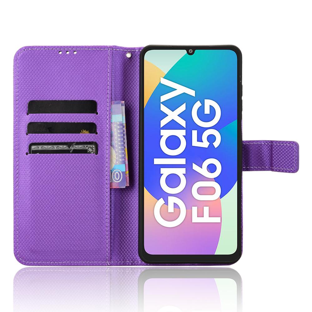 For Samsung Galaxy F06 5G/M06 5G Case PU Leather Diamond Texture Wallet Phone Cover