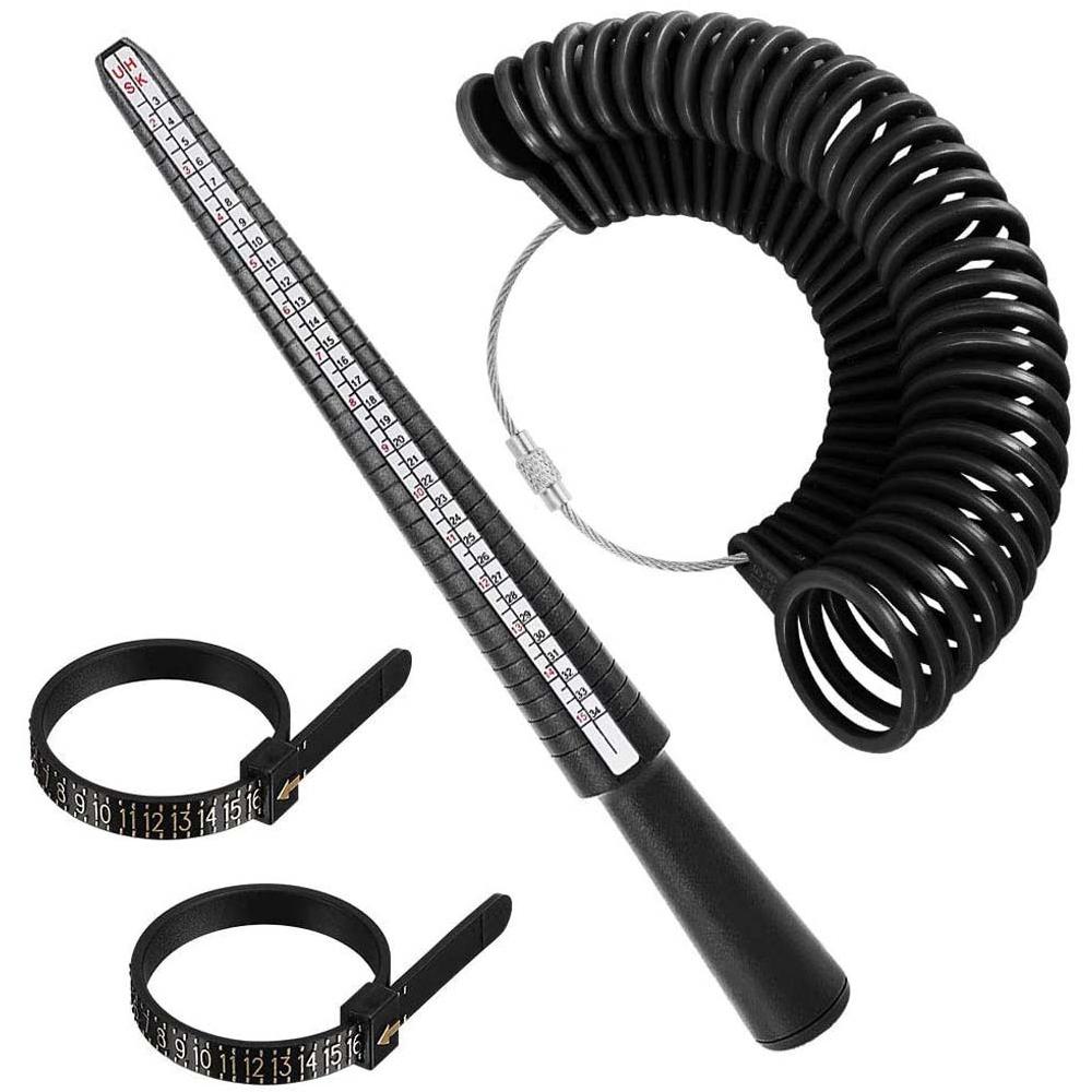 

4pcs Ring Sizer Measuring Tool Kit with Reusable Finger Size Tape