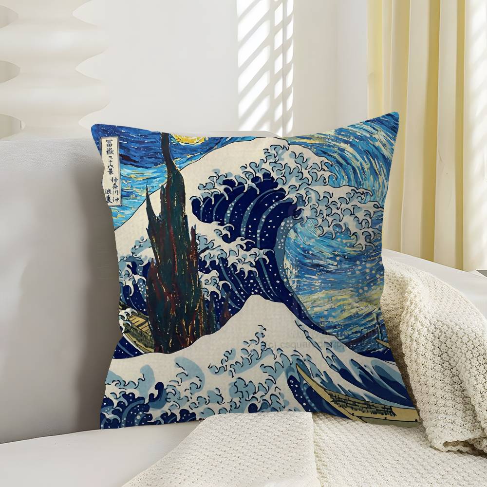The Great Wave Off Kanagawa Pillow Cover For Bedroom Room And Living Room Sofa Decorative Cushion Cover