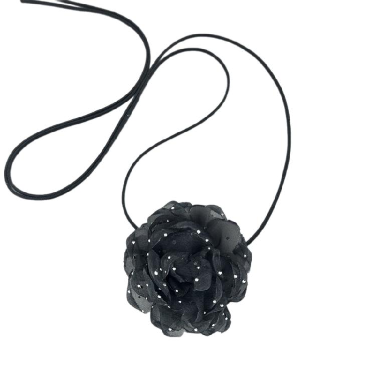 3D Rose Pendant Necklace Versatile Floral Clavicle Chain Simulated Flower Choker