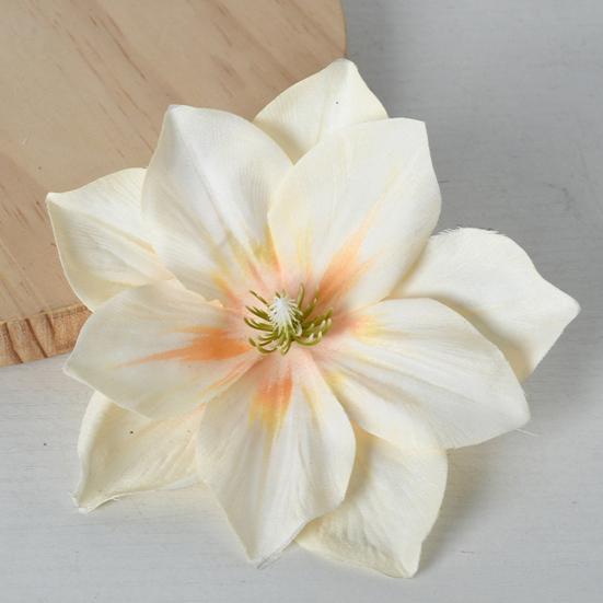 2 Pcs Artificial Lotus Flower Head Small Realistic Clematis Flowers for DIY Wedding