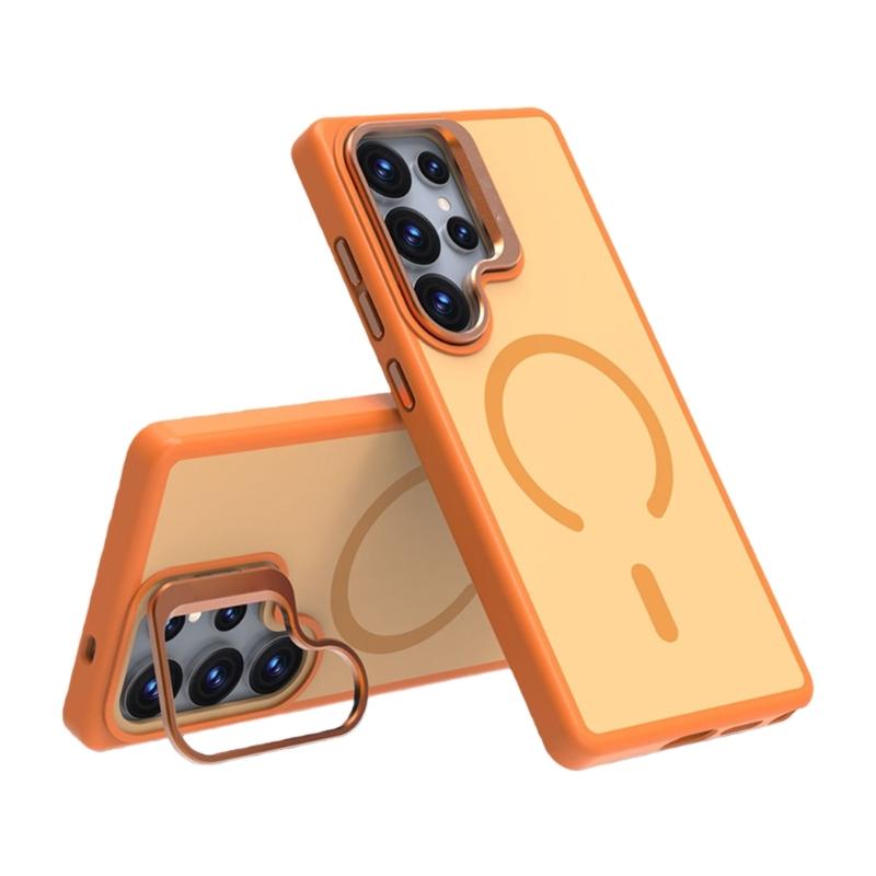 

Smartphone Case Shockproof Protective Cover for S25 Ultra Shell Skin Case with Hide Kickstand Cellphone Accessories оранжевый