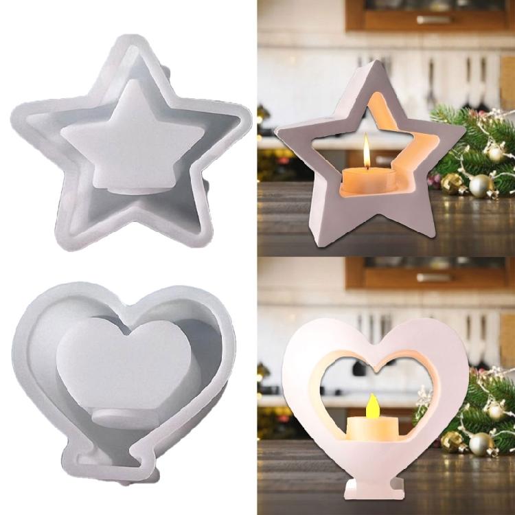 Hollowed Heart Silicone Candle Holder Mold Easy Demolding Tealight Holder Silicone Molds for Resin Craft Home Decoration
