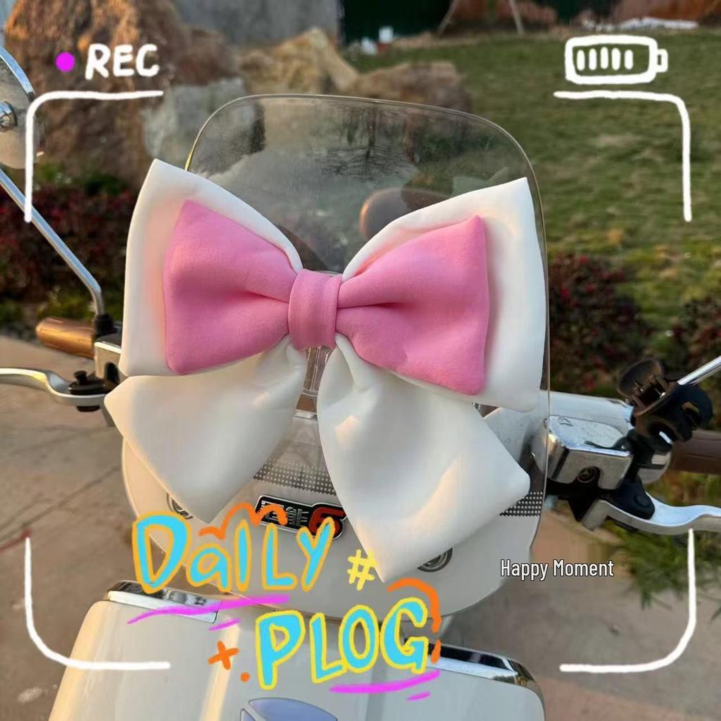 Luna Sunny Day Cute Two-Tone Electric Vehicle Bow & Sticker Accessories