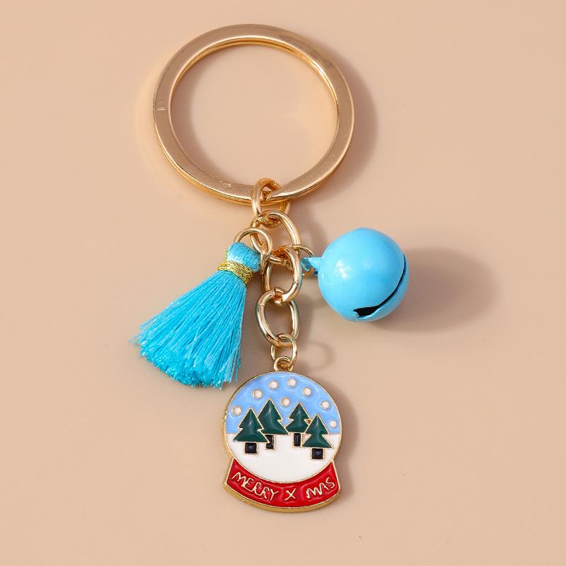 Pretty Christmas Santa Claus Snowflake Keychain Women Girls Tassels Key Ring Pendant for Handbag Decor DIY Key Chain Gift