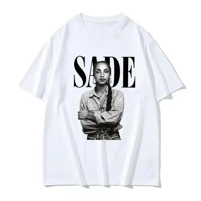 

90s Singer SSade Print Graphic T Shirt Unisexs Clothing Womens 2026 Summer Hip Hop Vintage Cotton Tshirt Streetwear Y2K Tshirt S