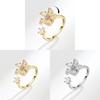 Geometric Copper Adjustable Ring With Flower Motif For Women Fashion Jewelry
