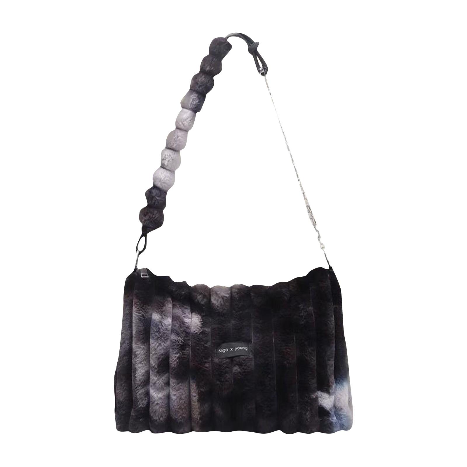 

Сумка Tie Plush Bag, ручная сумка Plush Bag, сумка через плечо, сумка на одно плечо через подмышку, женская, большой емкости One Size чёрный