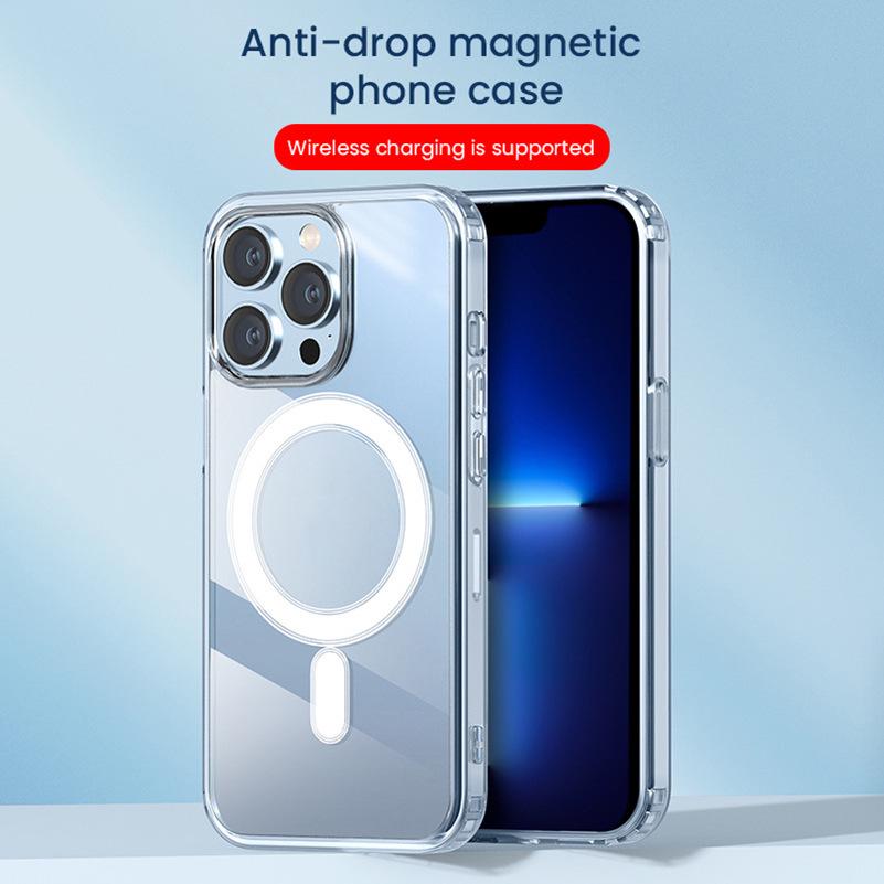 Wireless Transparent Magnetic Case for iPhone 13, 12 Pro, Huawei SAN Star with MagSafe Compatibility
