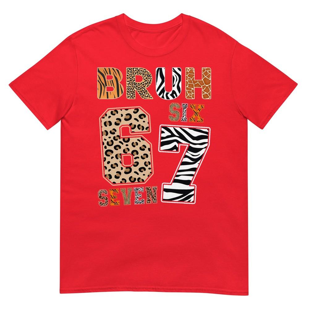 Bruh Six Seven 67 Meme Tee Wild Animal Print Kids Boys Girls TShirt S