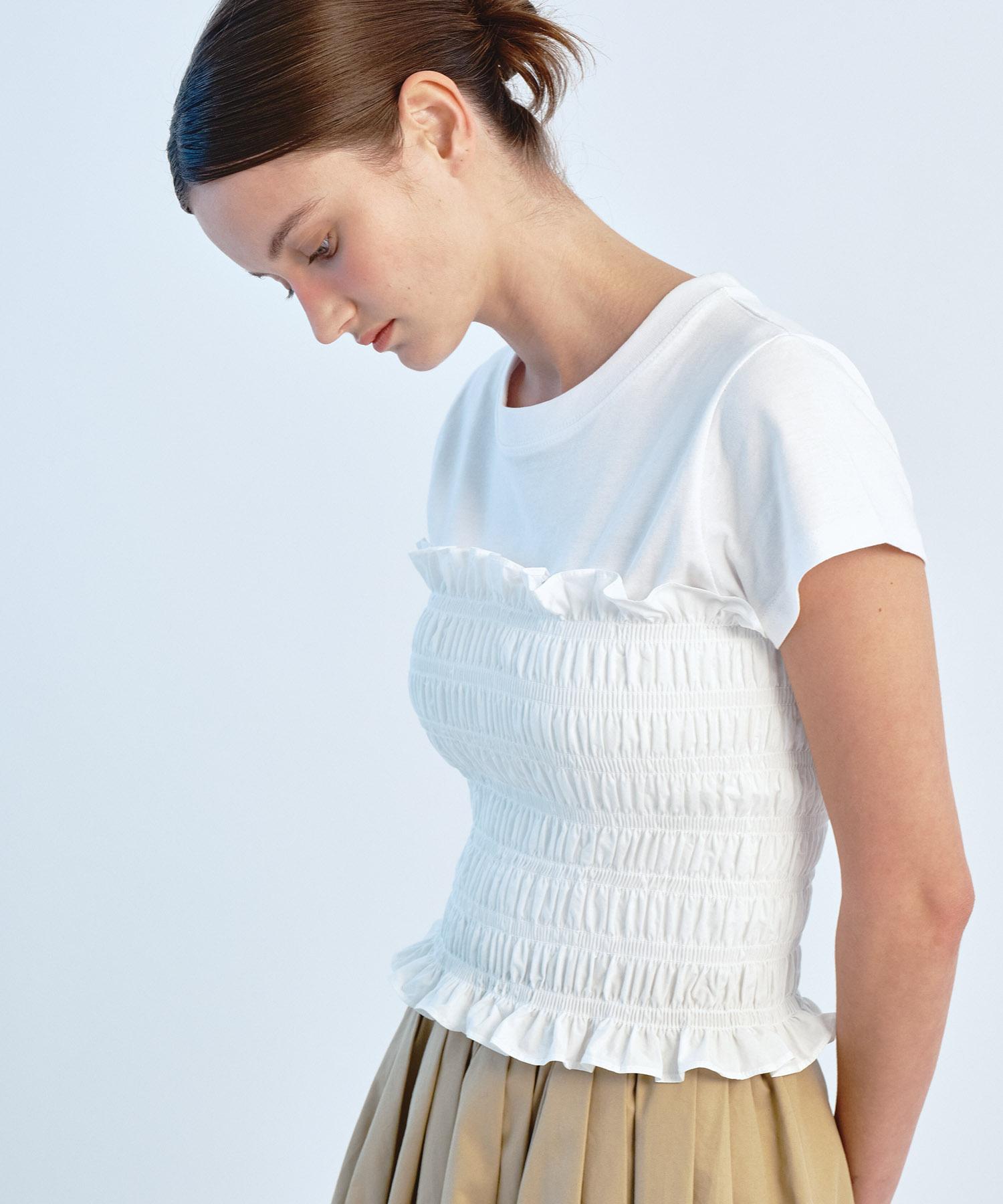 Soire Smocked Top - Ivory White/F