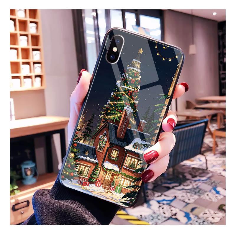 Winter Christmas Glass phone case For Samsung S25 S24 S23 S22 Ultra S24 Plus A55 A16 A54 A15 A56 A36 S25 FE