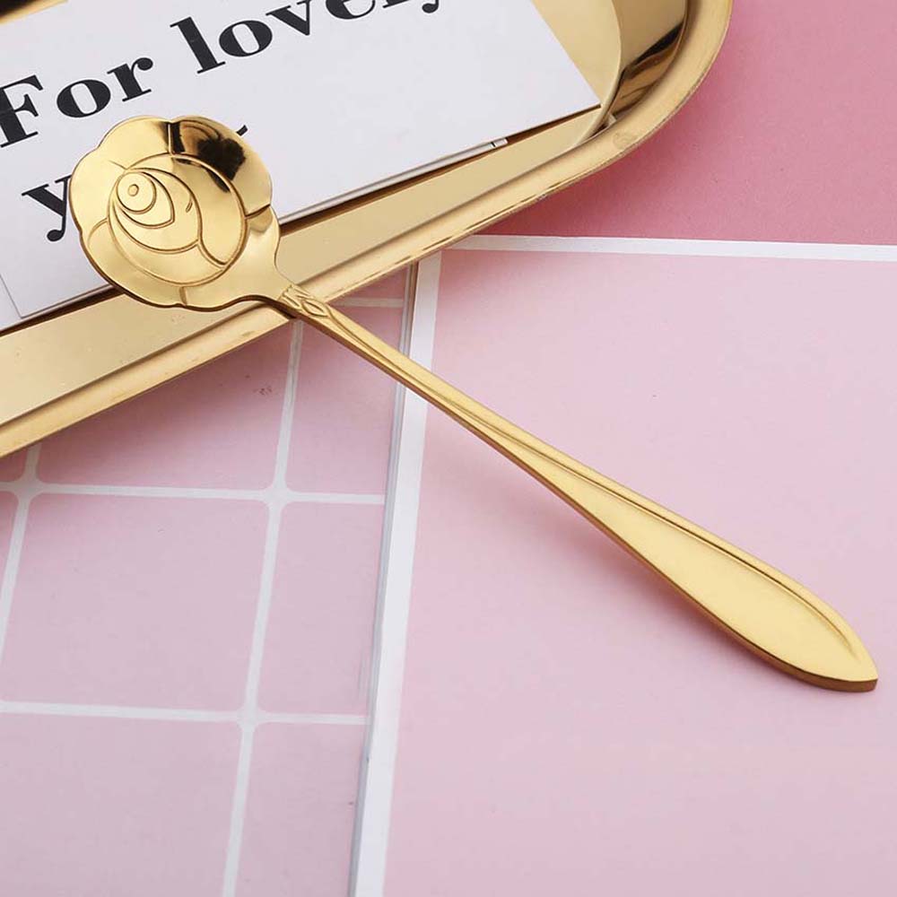 Mixing Spoon Bar Tools Tableware Stainless Steel Flower Spoon Set Cutlery Set Teaspoon Soup Spoon