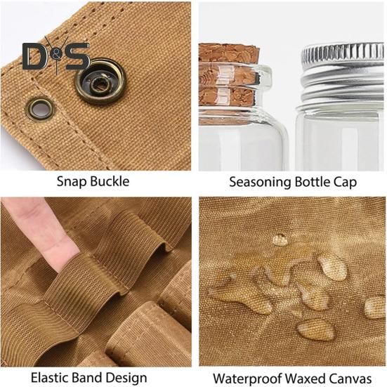 Geantă portabilă organizatoare pentru sticle de condimente, pentru camping în aer liber, grătar, picnic, condimente, borcan pentru condimente, recipient pentru sticlă de ulei pentru grătar, cutie de transport pentru depozitare