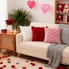 Valentine's Day Plush Pillow Cover with Heart Embroidery Jacquard Cushion for Sofa Living Room Decor (Pillow Not Included)