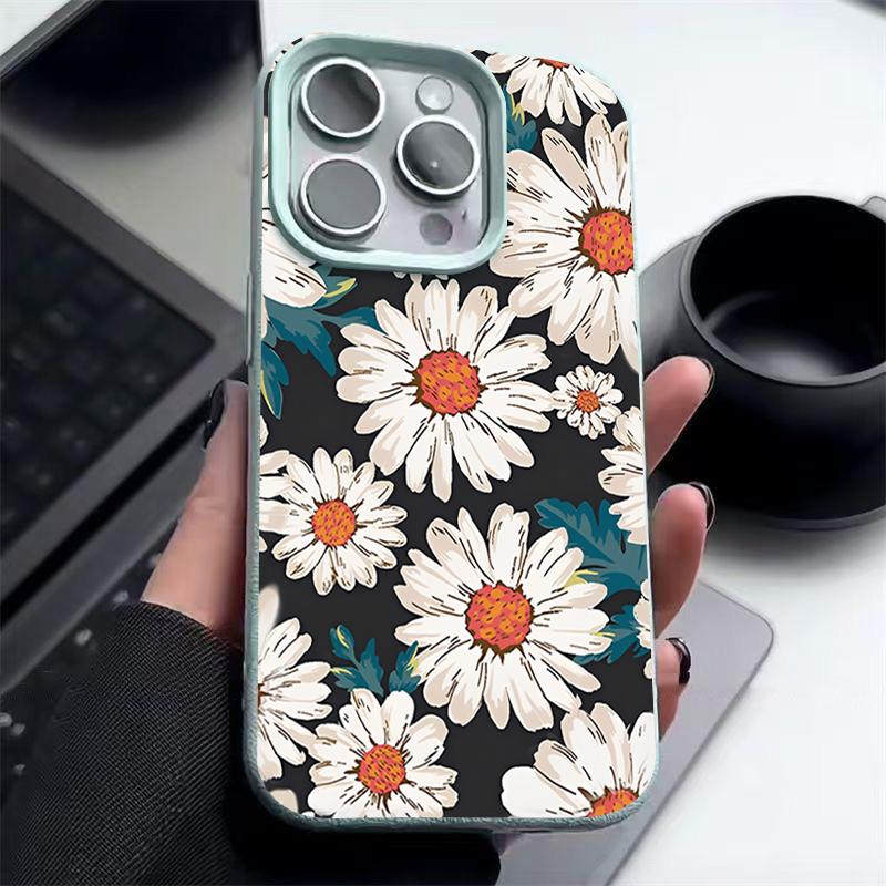 Białe etui w kwiaty na iPhone 16 Pro Max 15 14 13 12 11 Wstrząsoodporne Smukłe Miękkie Silikonowe Etui Pokrowiec