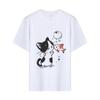 New Summer Cat Pattern Print Versatile Round Neck Short-sleeved T-shirt Top Regular Style Comfortable