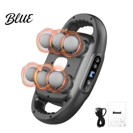 Deep Tissue Massage Roller Multi-Head Muscle Massager for Back Legs And Waist Dual-mode Kneading with Adjustable Intensity Professional Handheld