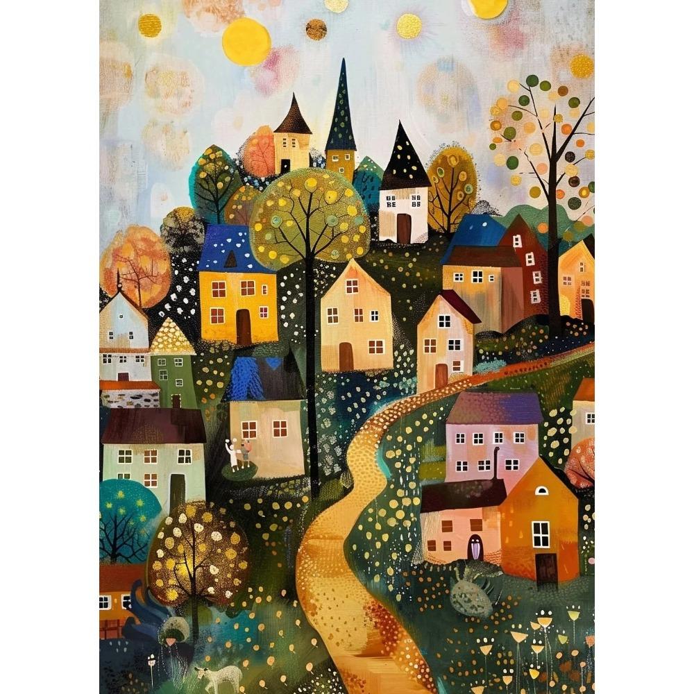 Floral Garden Village Night Tree Gustav Klimt Exhibition Poster Canvas Painting Print Wall for Living Room Home Decor Cuadros