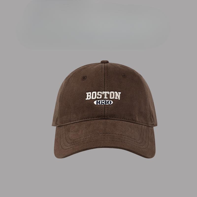 Furted Korean Hat for Women's Embroidered Baseball Cap Showing Small Face Plus Large Brim Soft Top Baseball Cap for Men