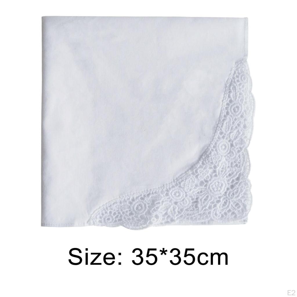 12 Pcs White Wedding Handkerchiefs 13.78 Inch Embroidery DIY Soft Classic Ladies Hanky