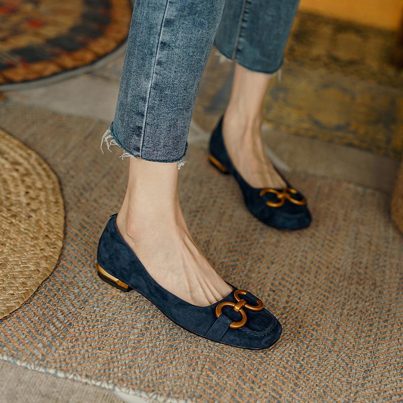 Shallow single shoes new blue retro flat bottom