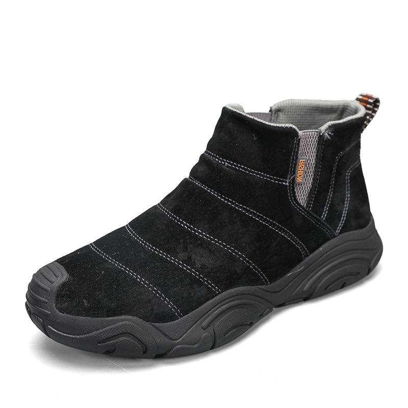 

Autumn and winter new foreign trade explosion thickened warm outdoor leisure men s leather Martin boots 38 чёрный