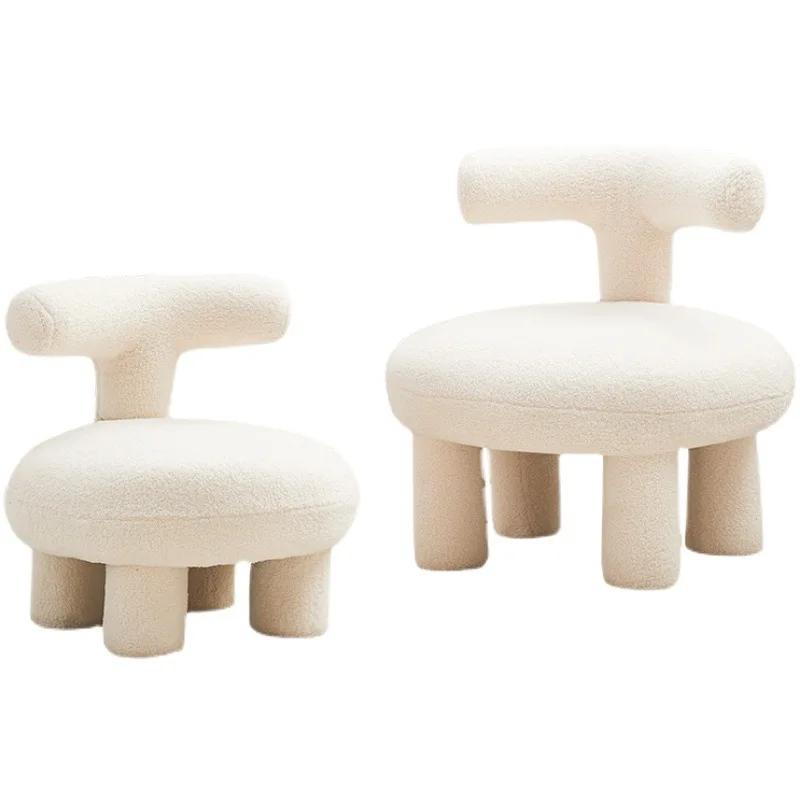 Nordic Lamb Wool Leisure Armchair - Fabric Low Stool for Living Room/Bedroom/Lazy Space