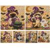 Full Drill Pearl Painting Kit with Frame 20x20cm Halloween Animal DIY Bead Art 3D Sparkling Wall Decor