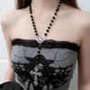 Goth Rosary Necklace Prayer Beads Beaded Trad Cross Halloween Pendant Witcher Charm Goth Jewelry Creativity Halloween