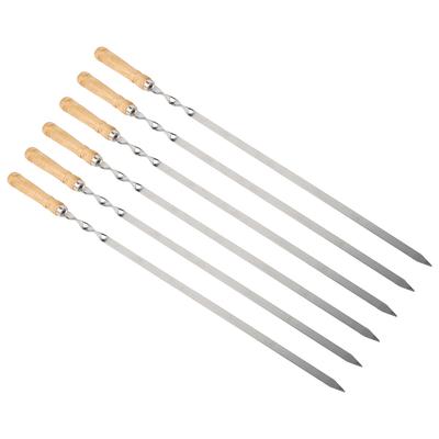 6Pcs Stainless Steel BBQ Sticks Grill Skewers BBQ Flat Skewers Grilling Tools for Kitchen