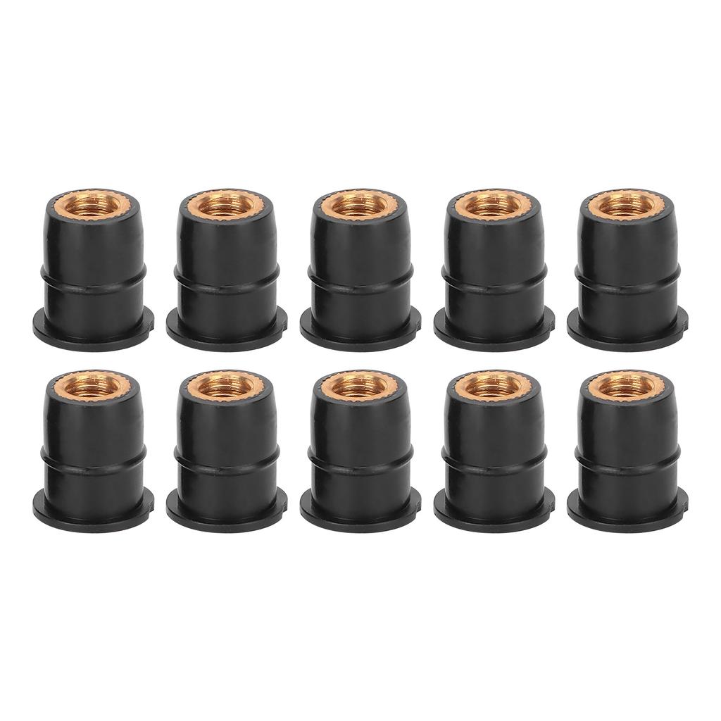 10PCS Well Nut M6x0.8mm Rubber Captive Brass for Motorcycle ATV Windscreens Body