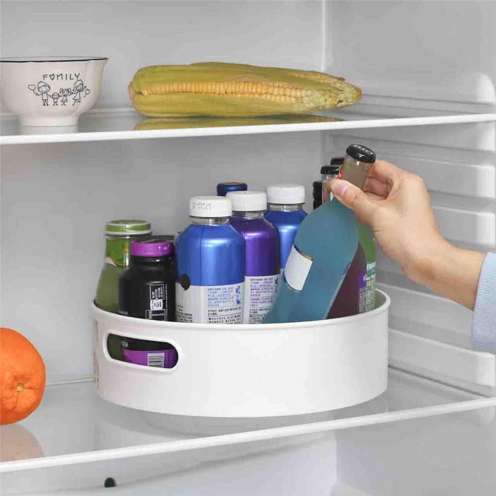 Kitchen Turntable Round Rotating Spice Condiments Organizer Cosmetics Storage Box Table Fruit Tray Rack 25cm