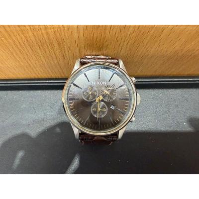 Used [Battery Replacement Required] NIXON Sentry Chrono Chronograph Leather Belt Gray Dial 100m Water Resistant