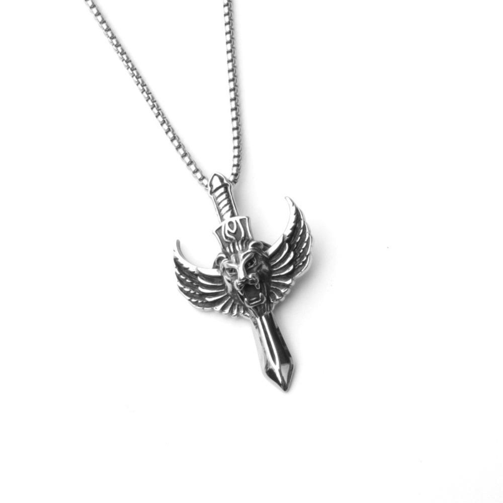 Vintage Viking Iron Triangle Shield Titanium Steel Pendant Necklace for Men