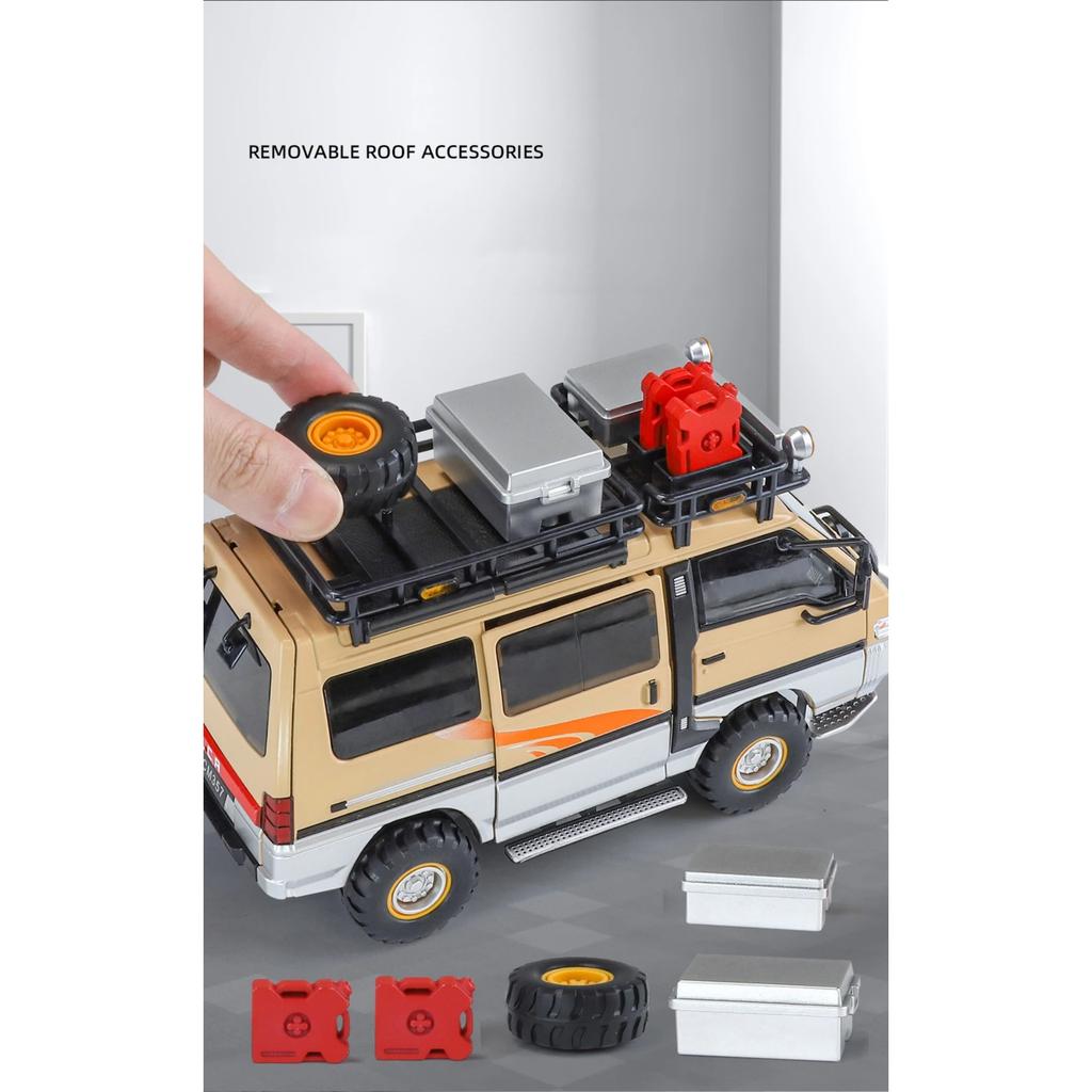 1/24 Mitsubishi Delica Mini Off Road VAN RV Alloy Car Model Sound and Light Children's Toy Collectibles Birthday Gift