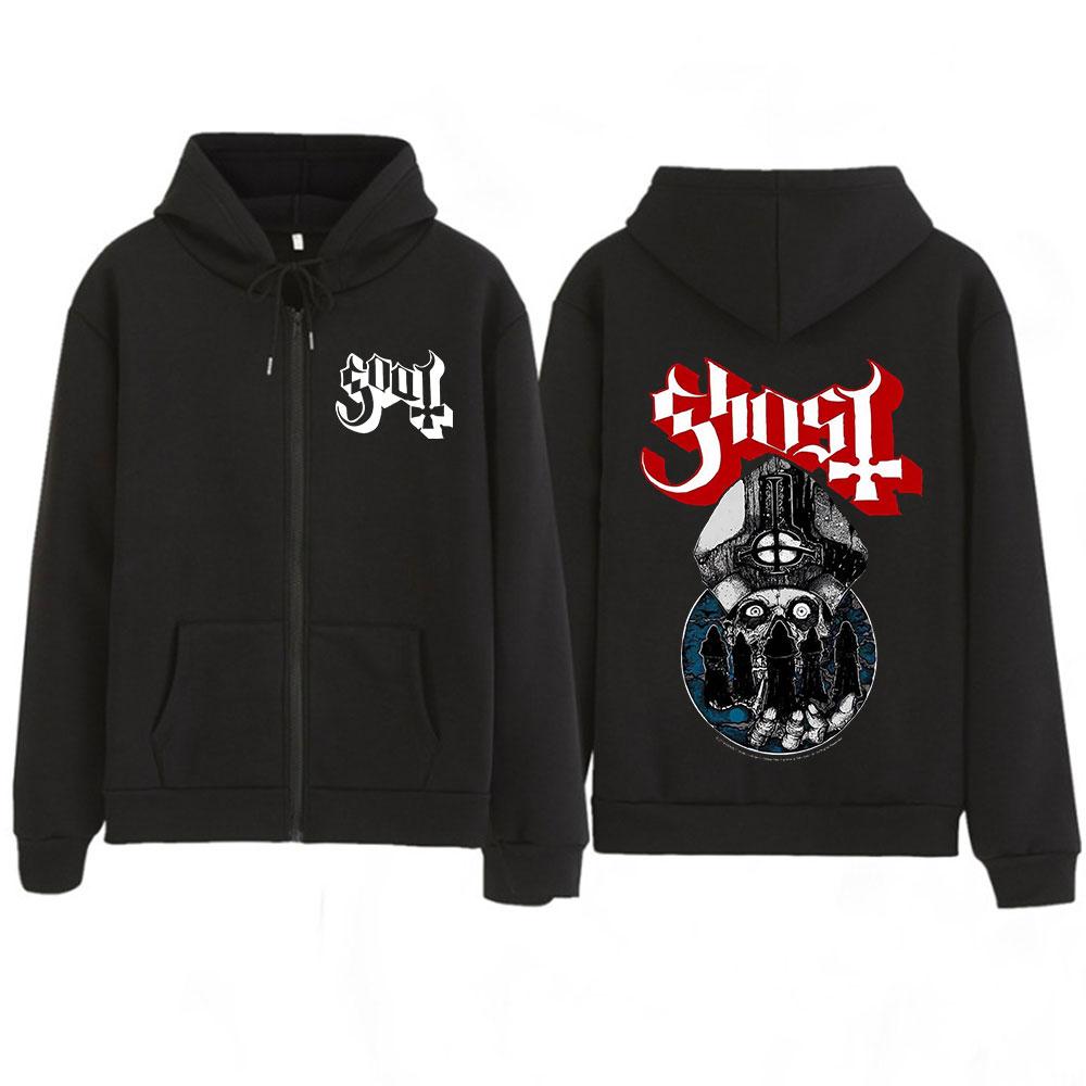 Ghost Skeletour World Tour Album Harajuku Zipper Hoodies Unisex Gothic Oversized Zip Up Sweatshirts Harajuku Hip-hop Coat