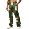 Men's Fashion Casual Loose Fit Wide Leg Christmas Print Sports Pants with Pockets