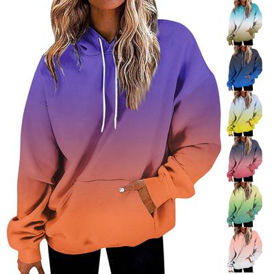 Women's Fashion Daily Versatile Casual Crewneck Sweatshirts Graphic Daily Long Sleeve Gradient Patchwork Printed Top Sweatshirts